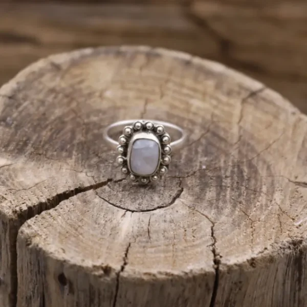 Colimaçon Bagues Avec Pierre-Bague en argent et pierre de lune