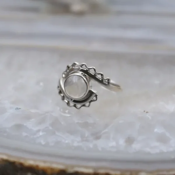 Colimaçon Bagues Avec Pierre-Bague en argent et pierre de lune