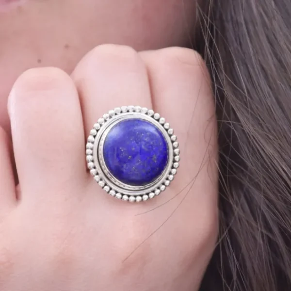 Colimaçon Bagues Avec Pierre-Bague en argent et pierre lapis lazuli