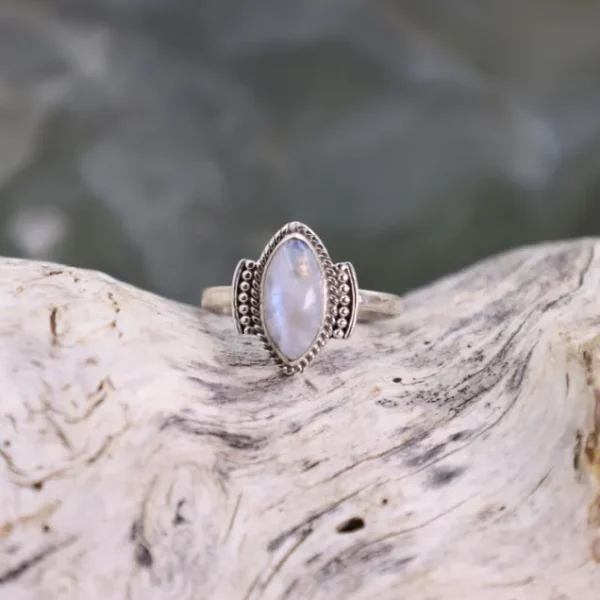 Colimaçon Bagues Avec Pierre-Bague en argent et pierre de lune