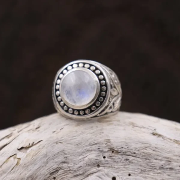 Colimaçon Bagues Avec Pierre-Bague en argent et pierre de lune