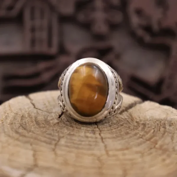 Colimaçon Bagues Avec Pierre-Bague en argent et pierre oeil de tigre