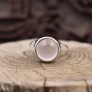 Colimaçon Bagues Avec Pierre-Bague en argent et quartz rose