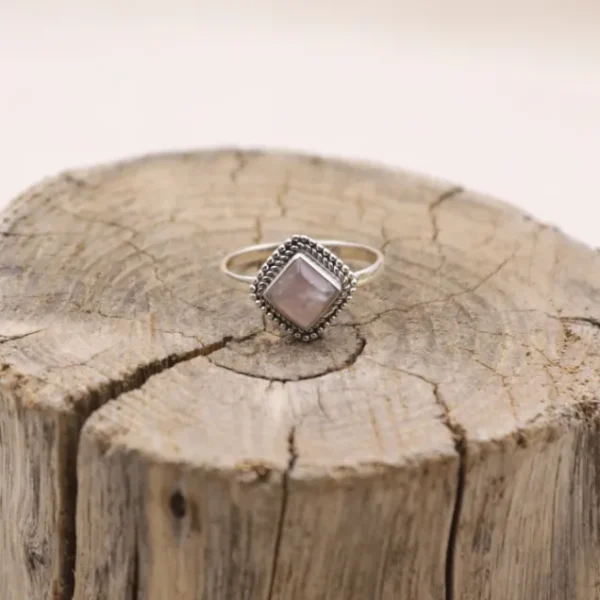 Colimaçon Bagues Avec Pierre-Bague en argent et quartz rose