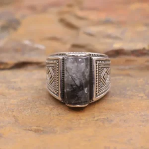 Colimaçon Bagues Avec Pierre | Bagues-Bague en argent et quartz rutile