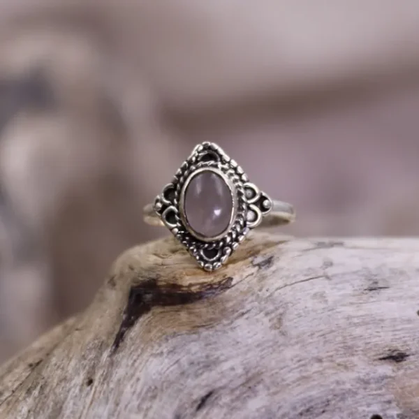 Colimaçon Bagues Avec Pierre-Bague en argent et quartz rose