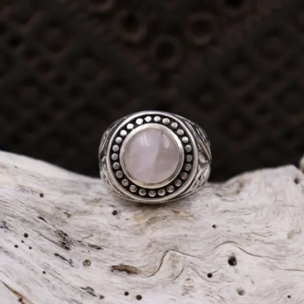 Colimaçon Bagues Avec Pierre-Bague en argent et quartz rose