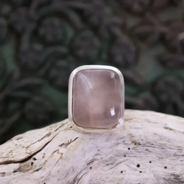 Colimaçon Bagues Avec Pierre-Bague en argent et quartz rose