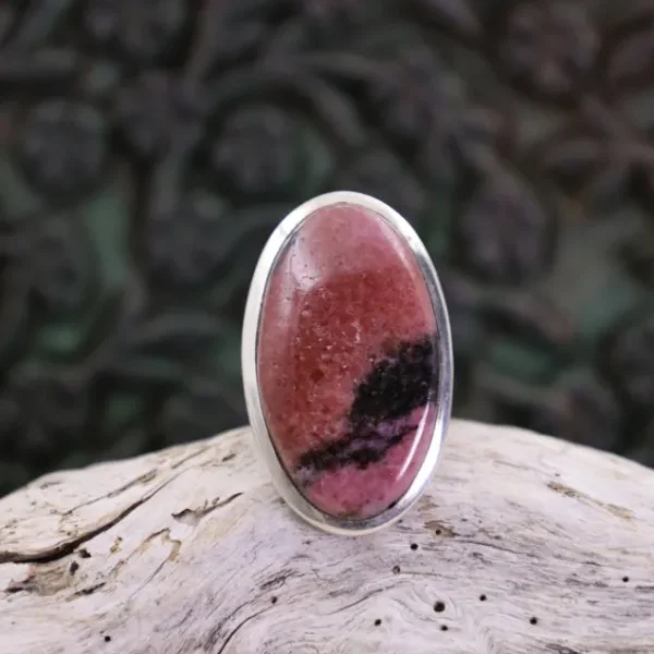 Colimaçon Bagues Avec Pierre-Bague en argent et rhodonite