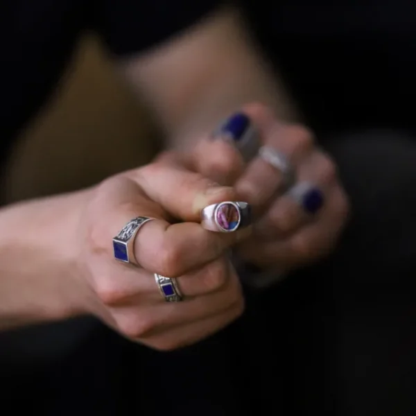 Colimaçon Bagues Avec Pierre | Bagues-Bague en argent et turquoise cuivrée rose