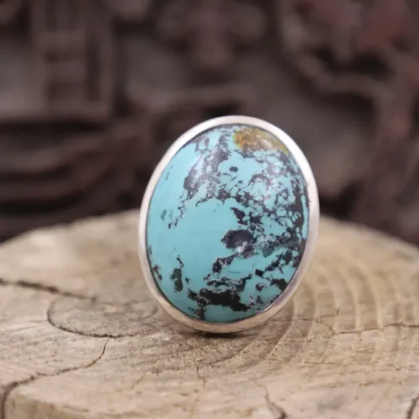 Colimaçon Bagues Avec Pierre-Bague en argent et turquoise