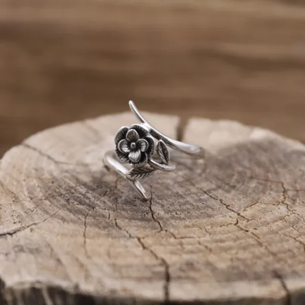 Colimaçon Bagues Sans Pierre-Bague en argent fleur