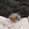 Colimaçon Bagues Avec Pierre-Bague en argent oeil de tigre et citrine