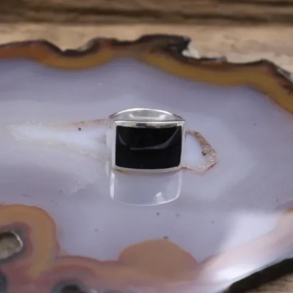 Colimaçon Bagues Avec Pierre | Bagues-Bague en argent onyx