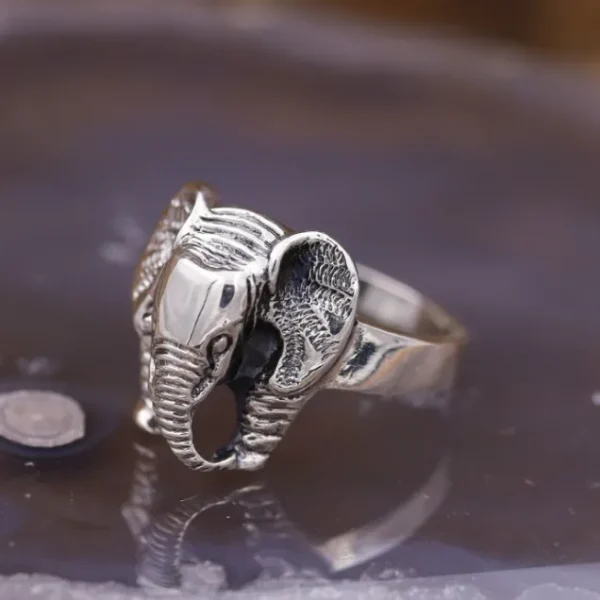 Colimaçon Bagues Sans Pierre-Bague éléphant en argent