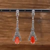 Colimaçon Boucles D'oreilles D'exception-Boucles d'oreilles d'exception en argent, pierre Cornaline et marcassites