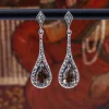 Colimaçon Boucles D'oreilles D'exception-Boucles d'oreilles d'exception en argent, pierre quartz fumé et marcassites