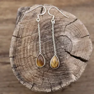 Colimaçon Boucles D'oreilles Avec Pierre-Boucles d'oreilles en argent et pierre oeil de tigre