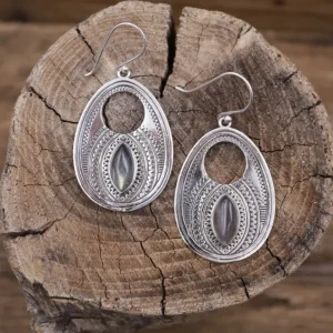 Colimaçon Boucles D'oreilles Avec Pierre-Boucles d'oreilles en argent et pierre labradorite