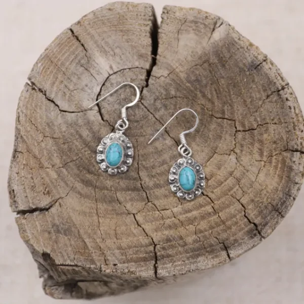 Colimaçon Boucles D'oreilles Avec Pierre-Boucles d'oreilles en argent et howlite turquoise