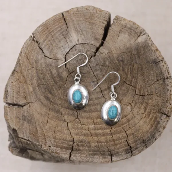 Colimaçon Boucles D'oreilles Avec Pierre-Boucles d'oreilles en argent et howlite turquoise