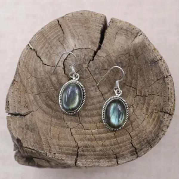 Colimaçon Boucles D'oreilles Avec Pierre-Boucles d'oreilles en argent et labradorite