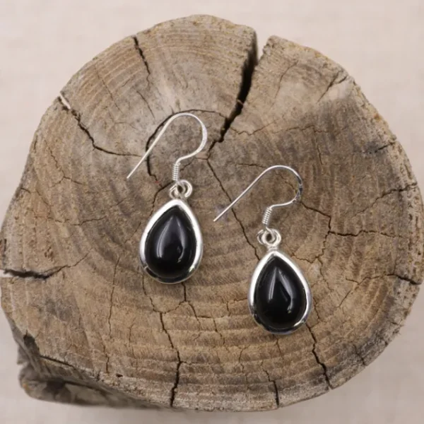 Colimaçon Boucles D'oreilles Avec Pierre-Boucles d'oreilles en argent et onyx