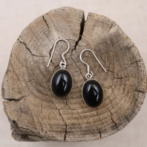 Colimaçon Boucles D'oreilles Avec Pierre-Boucles d'oreilles en argent et onyx