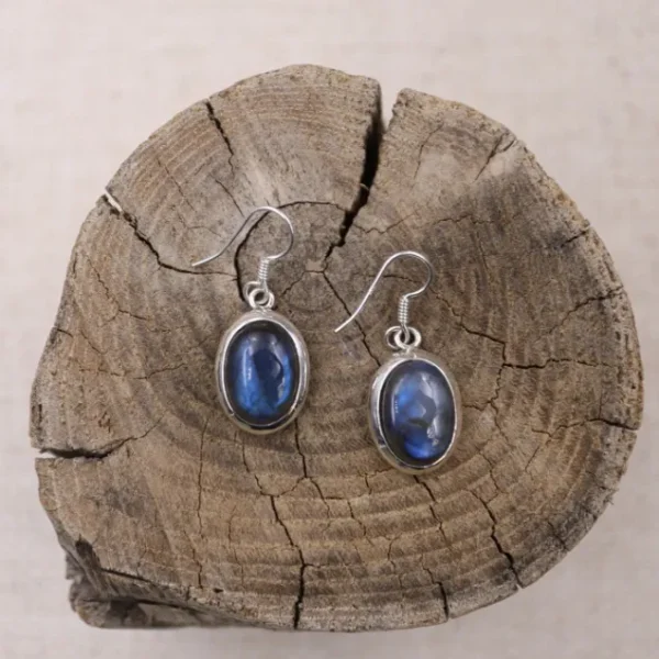 Colimaçon Boucles D'oreilles Avec Pierre-Boucles d'oreilles en argent et labradorite