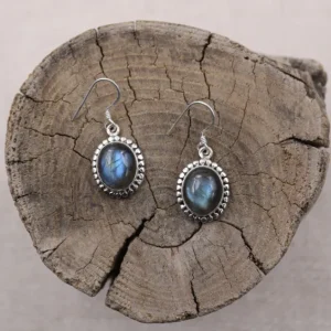 Colimaçon Boucles D'oreilles Avec Pierre-Boucles d'oreilles en argent et labradorite