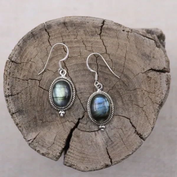 Colimaçon Boucles D'oreilles Avec Pierre-Boucles d'oreilles en argent et labradorite