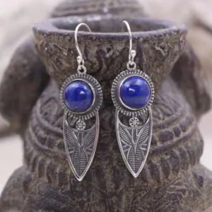 Colimaçon Boucles D'oreilles Avec Pierre-Boucles d'oreilles en argent et lapis lazuli