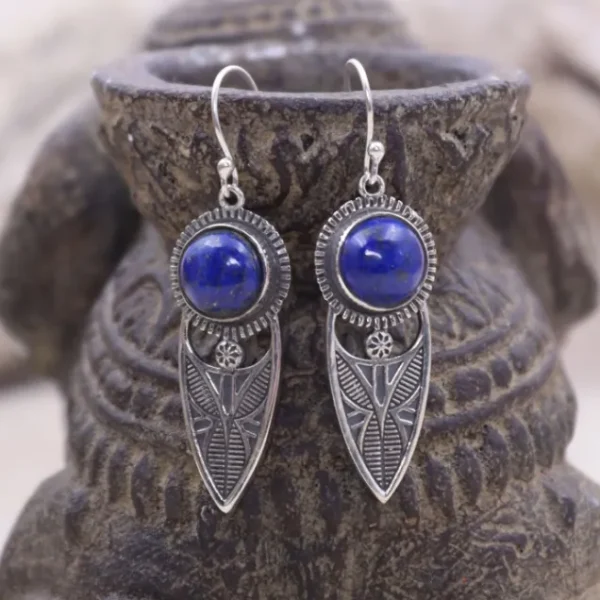 Colimaçon Boucles D'oreilles Avec Pierre-Boucles d'oreilles en argent et lapis lazuli