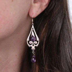 Colimaçon Boucles D'oreilles Avec Pierre-Boucles d'oreilles en argent et améthyste