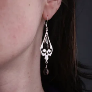 Colimaçon Boucles D'oreilles Avec Pierre-Boucles d'oreilles en argent et quartz fumé