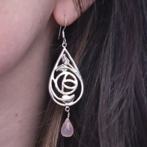 Colimaçon Boucles D'oreilles Avec Pierre-Boucles d'oreilles en argent et quartz rose