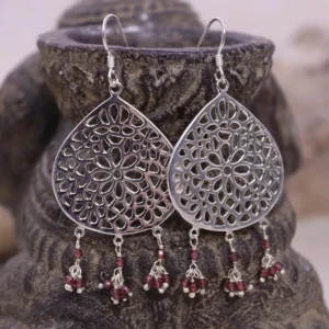 Colimaçon Boucles D'oreilles Avec Pierre-Boucles d'oreilles en argent et grenat