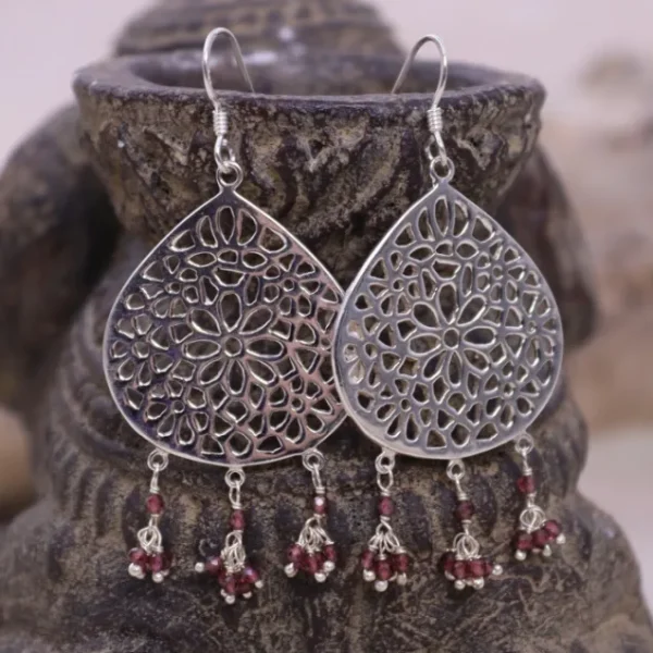 Colimaçon Boucles D'oreilles Avec Pierre-Boucles d'oreilles en argent et grenat