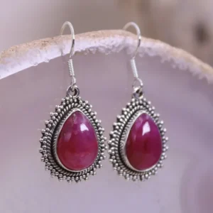 Colimaçon Boucles D'oreilles Avec Pierre-Boucles d'oreilles en argent et racine de rubis