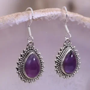 Colimaçon Boucles D'oreilles Avec Pierre-Boucles d'oreilles en argent et améthyste