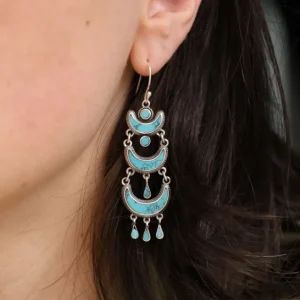 Colimaçon Boucles D'oreilles Avec Pierre-Boucles d'oreilles en argent et howlite turquoise