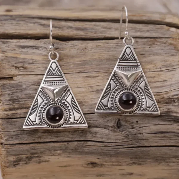 Colimaçon Boucles D'oreilles Avec Pierre-Boucles d'oreilles en argent et grenat