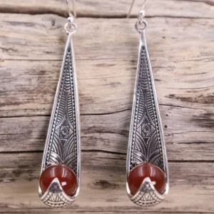 Colimaçon Boucles D'oreilles Avec Pierre-Boucles d'oreilles en argent et cornaline