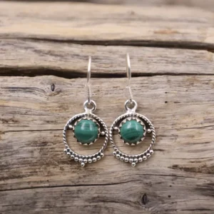 Colimaçon Boucles D'oreilles Avec Pierre-Boucles d'oreilles en argent et malachite