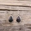 Colimaçon Boucles D'oreilles Avec Pierre-Boucles d'oreilles en argent et obsidienne