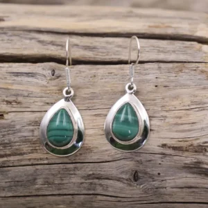 Colimaçon Boucles D'oreilles Avec Pierre-Boucles d'oreilles en argent et malachite