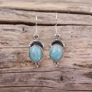 Colimaçon Boucles D'oreilles Avec Pierre-Boucles d'oreilles en argent et amazonite