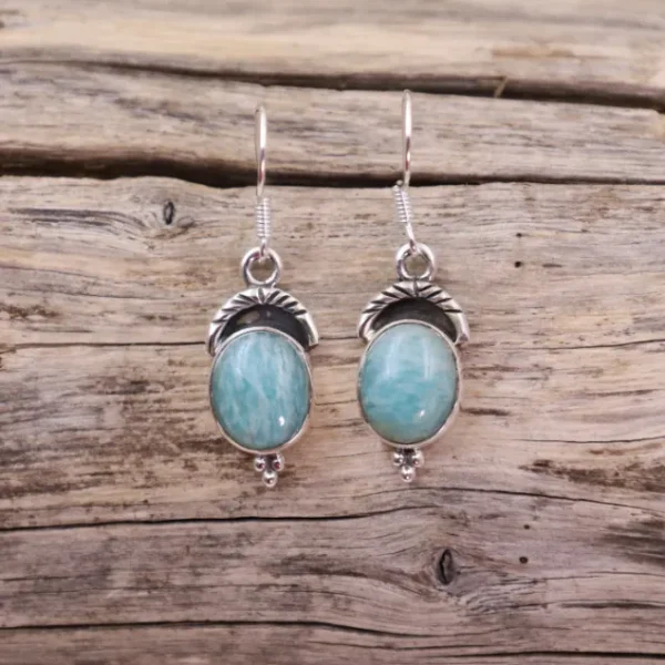 Colimaçon Boucles D'oreilles Avec Pierre-Boucles d'oreilles en argent et amazonite