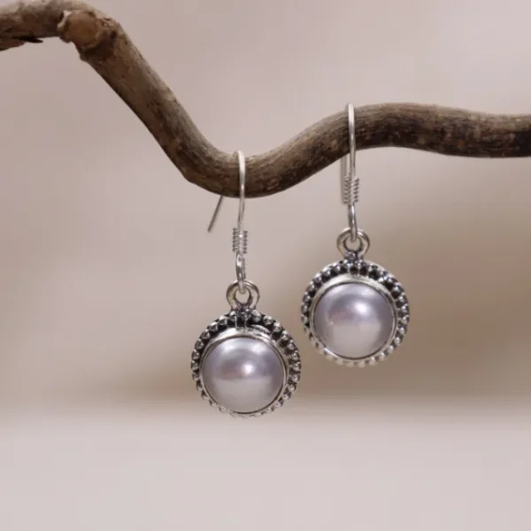 Colimaçon Boucles D'oreilles Avec Pierre-Boucles d'oreilles en argent et perle de rivière