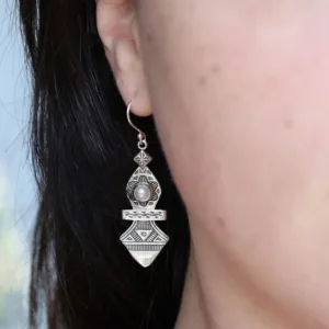 Colimaçon Boucles D'oreilles Avec Pierre-Boucles d'oreilles en argent et perle de rivière